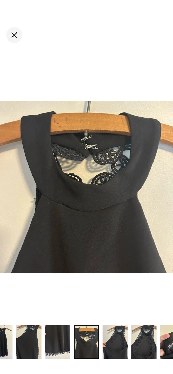 Black Halter Dress with Lace Trim - photo 4