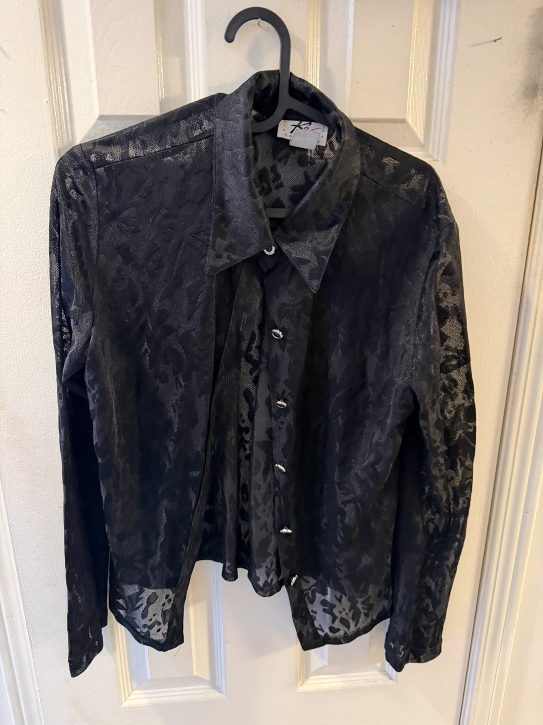 Bundle Black Burnout Shirt with Sheer Detail - photo 5