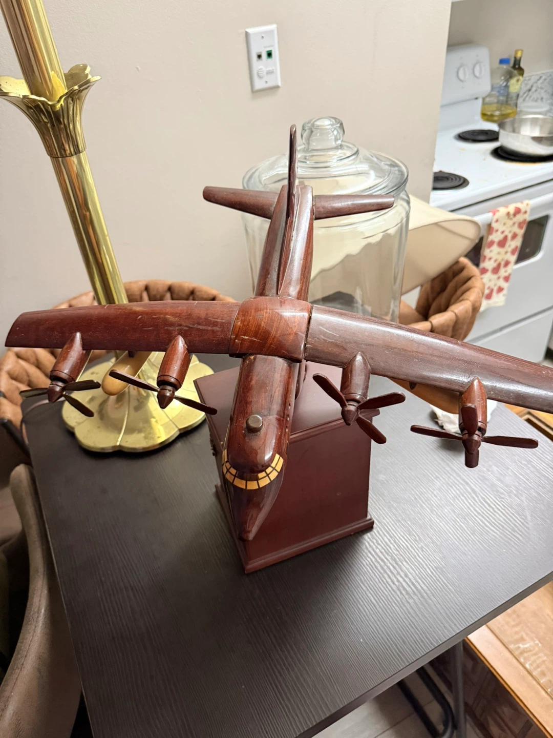 Vintage Mahogany Wood Airplane Model 20” Wingspan - photo 2