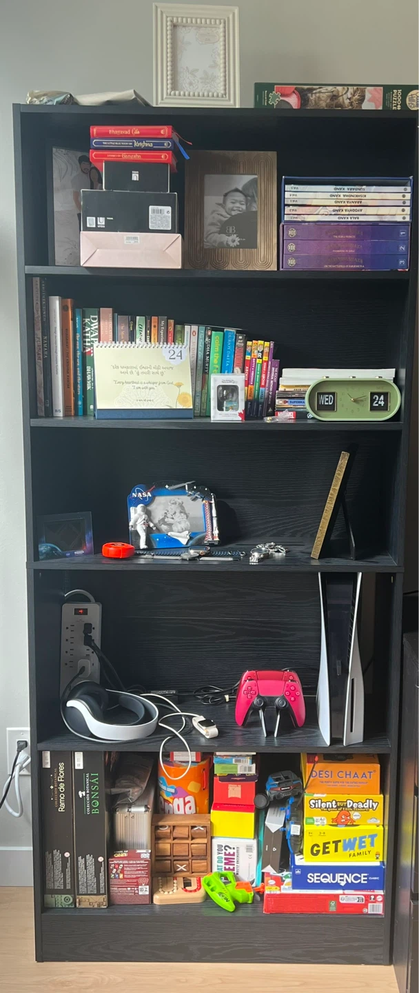 Black 5-Shelf Bookshelf - photo 2