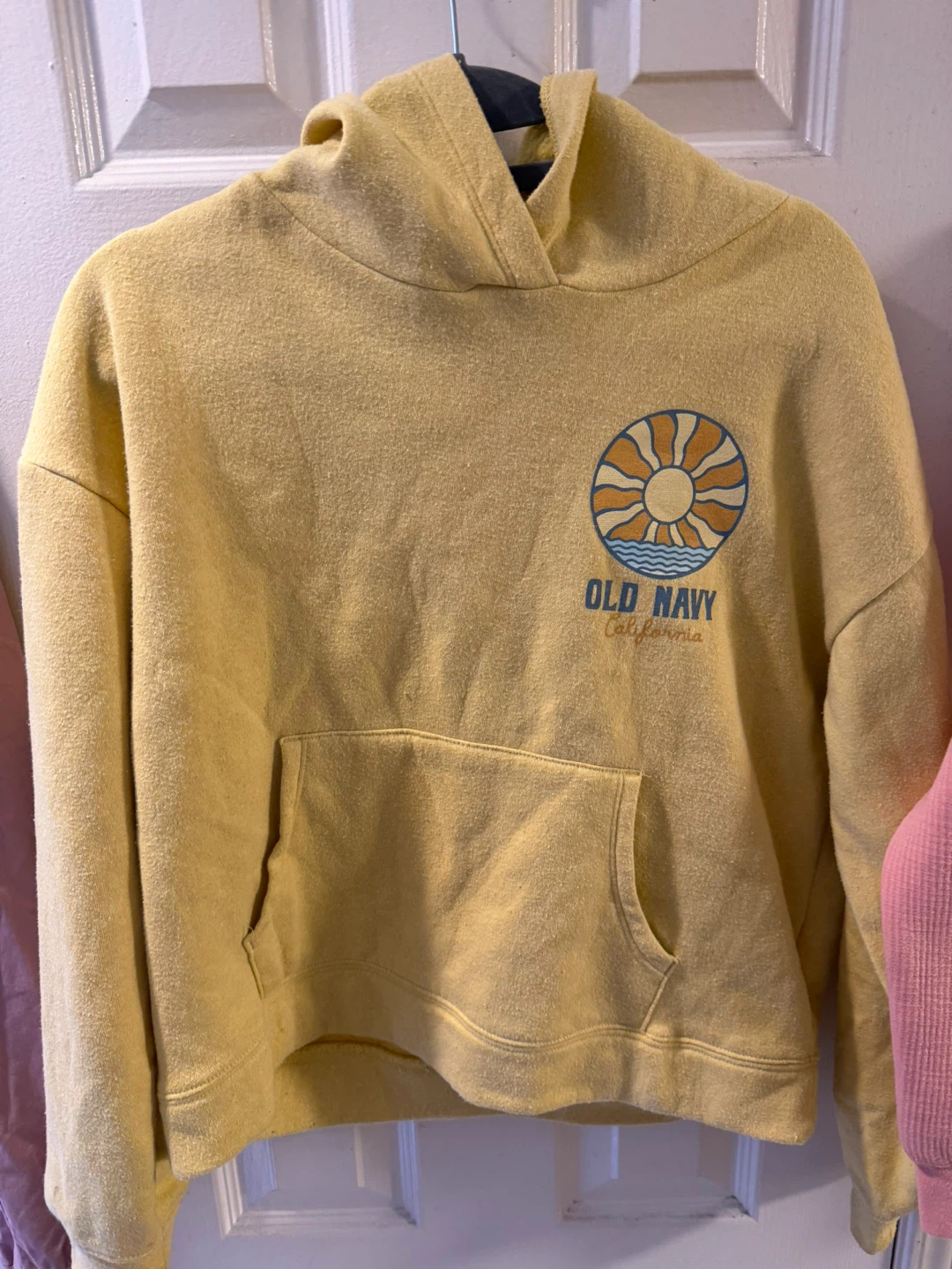 Pink Jacket, Pink Sweater, Yellow Old Navy Hoodie - photo 3