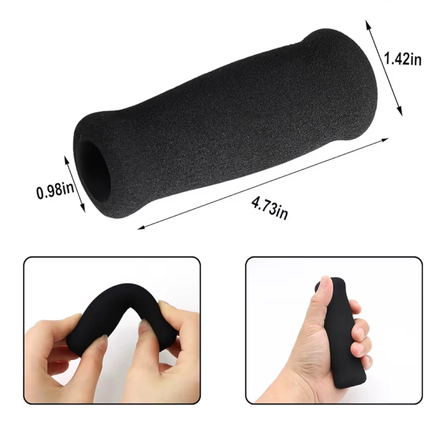 4 Pack Black Foam Grip Covers for Crutches, Bikes, Wheelchairs - photo 3