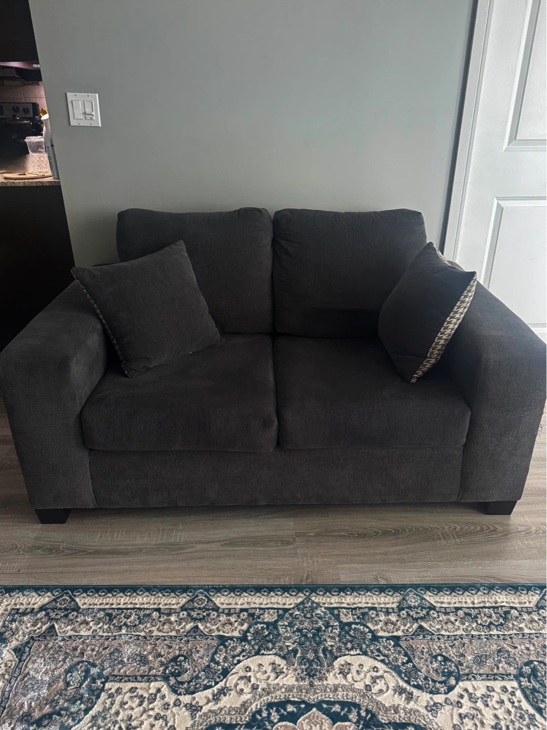 Dark Grey Loveseat Sofa - photo 2