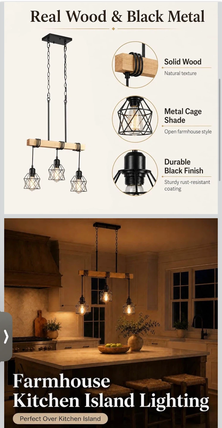 3-Light Farmhouse Chandelier - photo 2