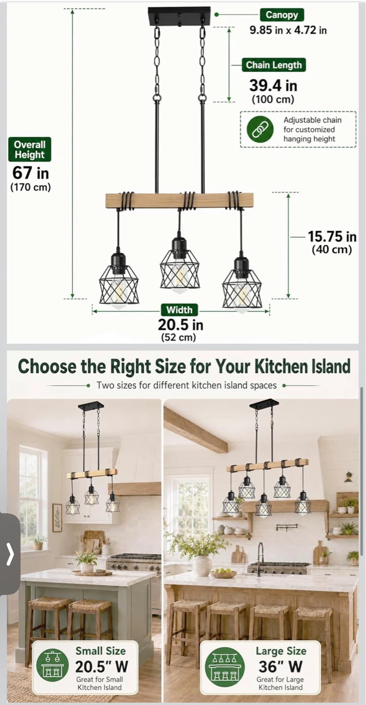 3-Light Farmhouse Chandelier - photo 3