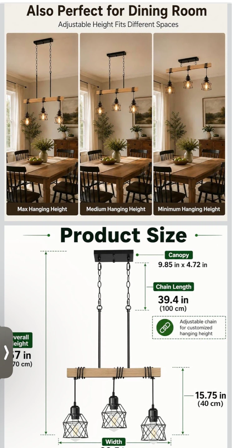 3-Light Farmhouse Chandelier - photo 4