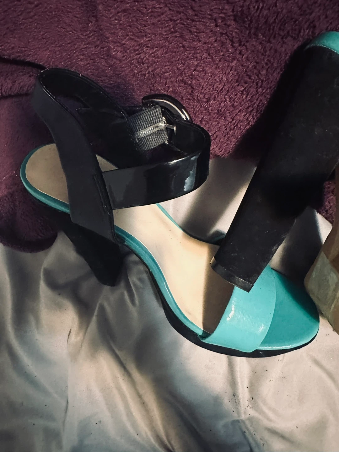 Women's Black and Teal Platform Heels - photo 3