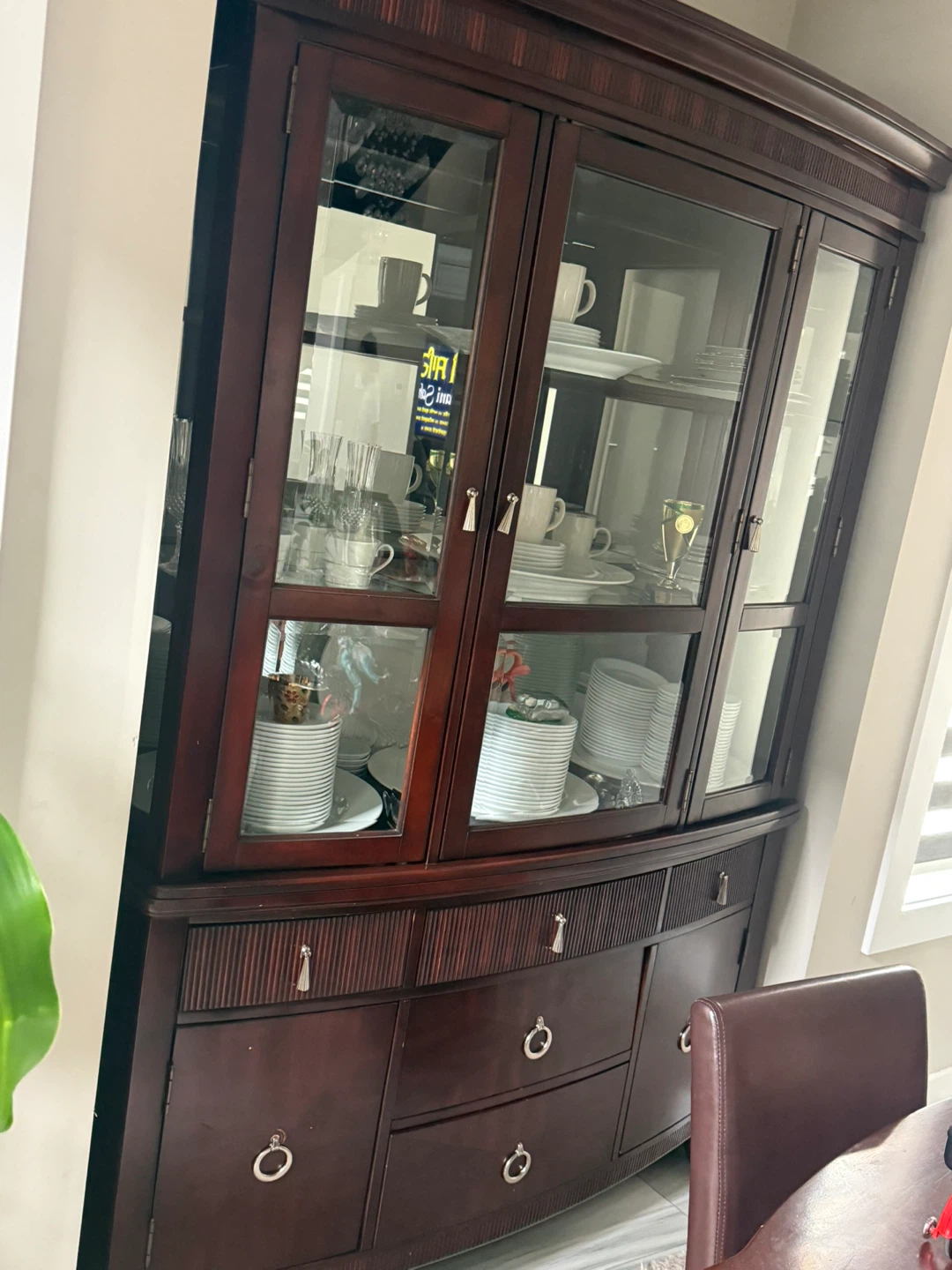 Wooden China Cabinet with Glass Doors