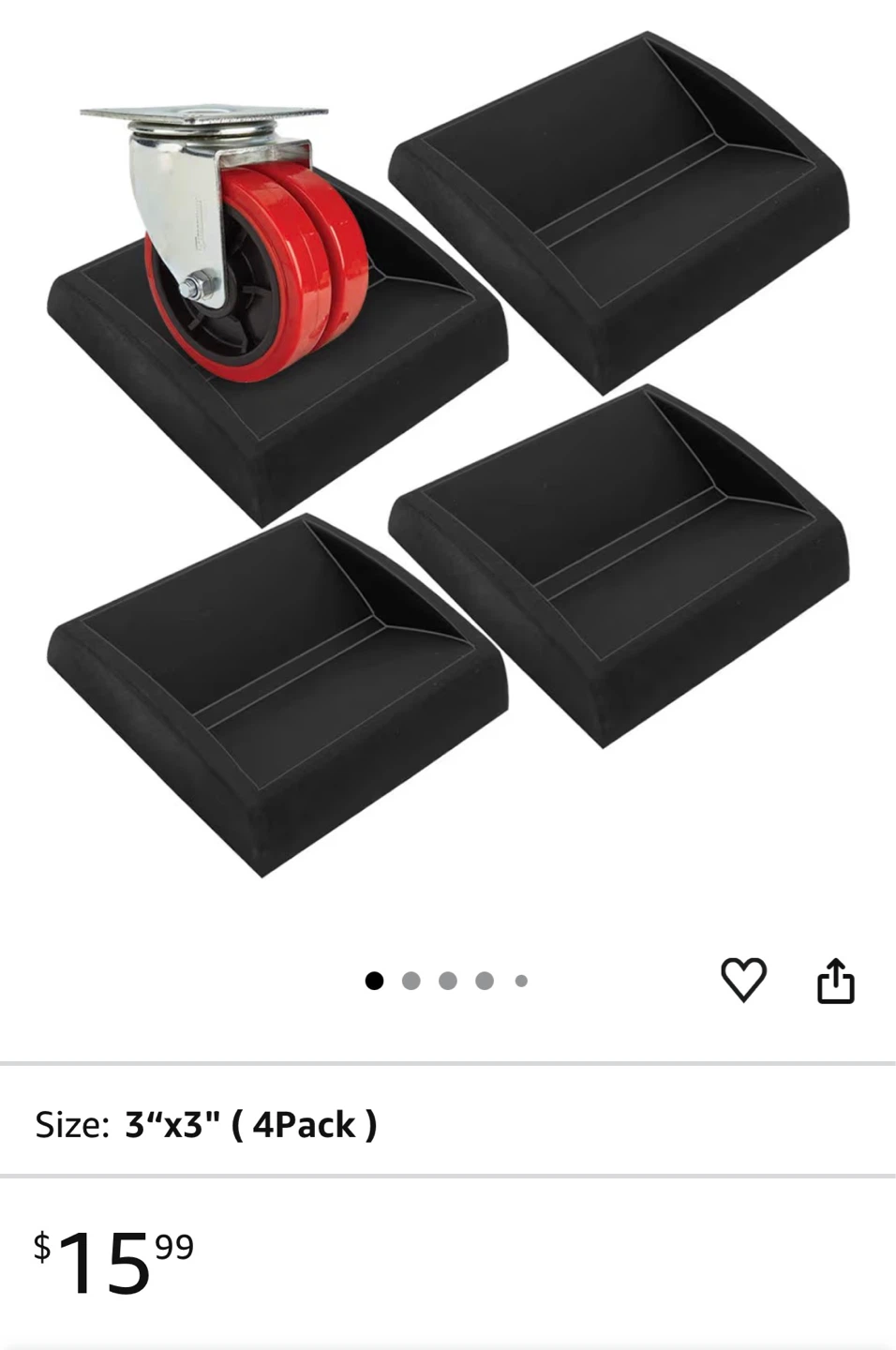WELLGO Black Furniture Wheel Stoppers (4 Pack)