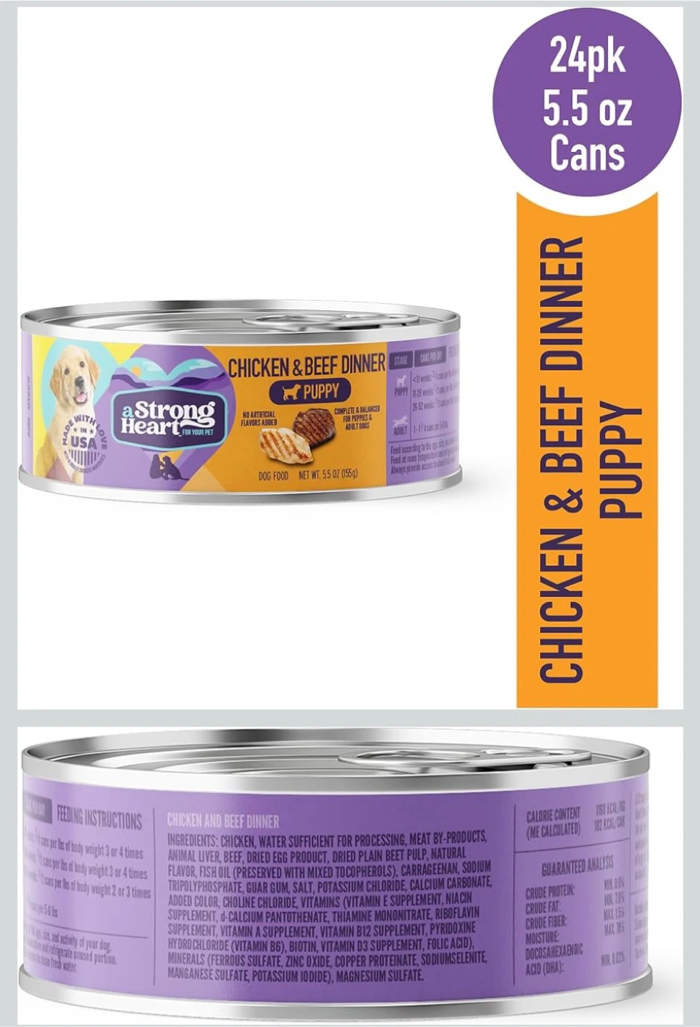 A Strong Heart Puppy Chicken & Beef Dinner Canned Dog Food