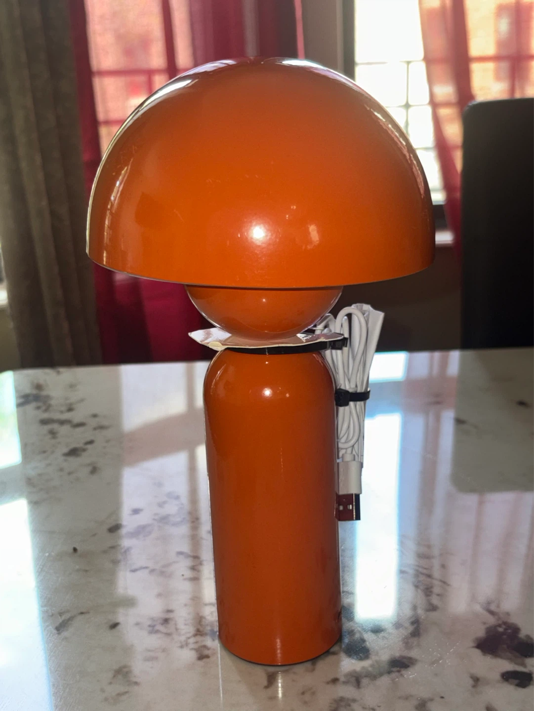 Orange Mushroom Desk Lamp with USB Cord