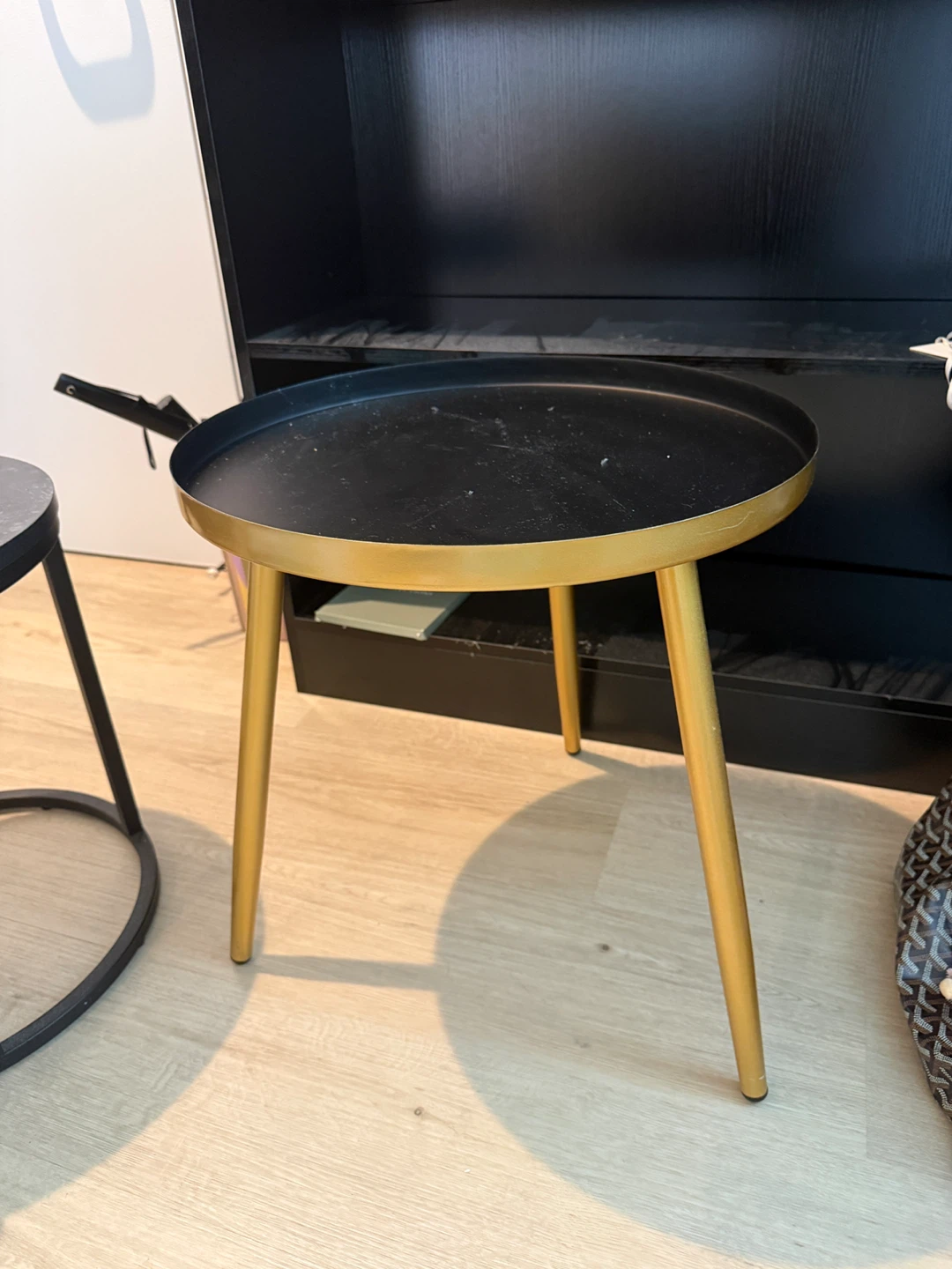 Round Tray Top Side Table with Gold Legs