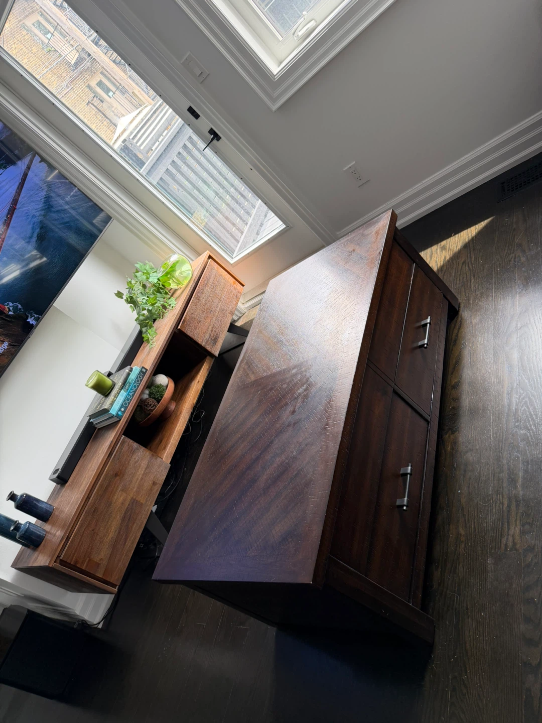 Dark Wood Lift-Top Coffee Table with Storage