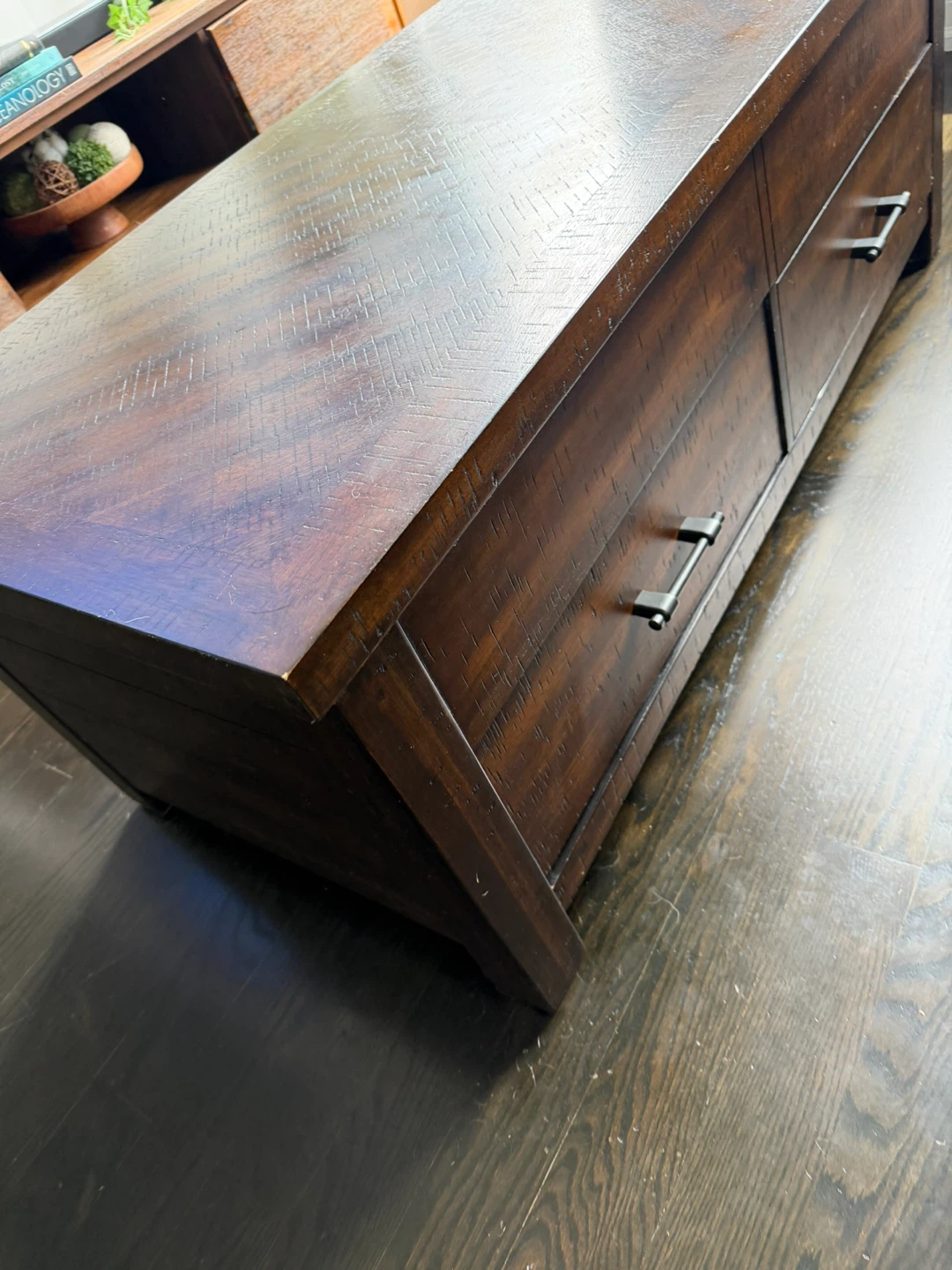 Dark Wood Lift-Top Coffee Table with Storage - photo 2