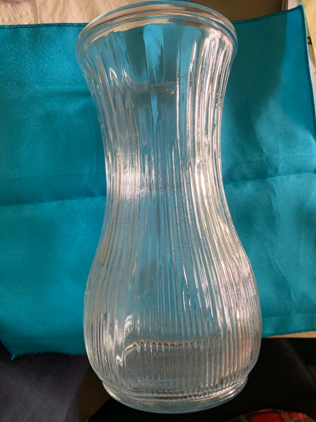 Clear Glass Ribbed Vase