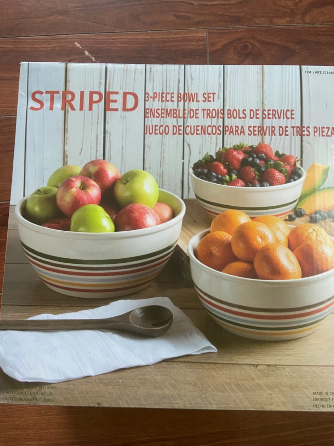 Striped 3-Piece Bowl Set