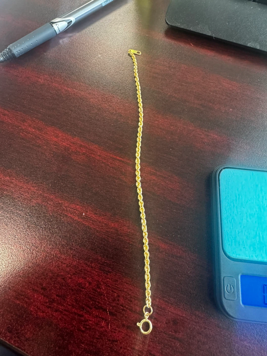 18 K Japan  Gold Rope Chain Bracelet and Long Necklace - photo 3