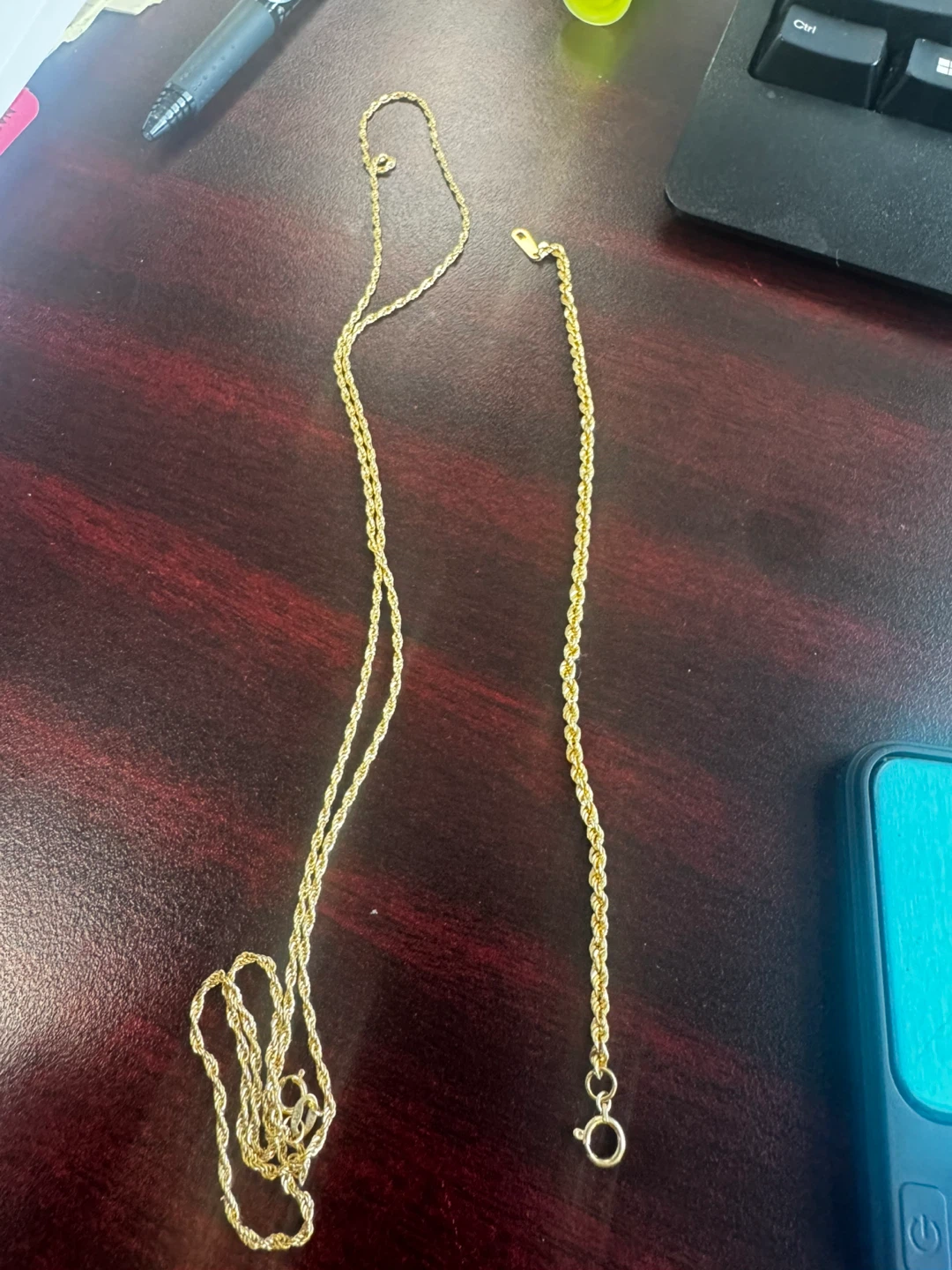 18 K Japan  Gold Rope Chain Bracelet and Long Necklace - photo 4
