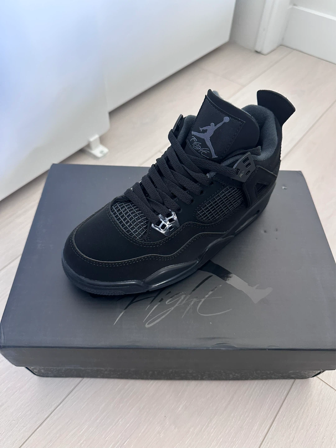 Air Jordan 4 Retro (GS) Black/Black-Lt Graphite Sneakers