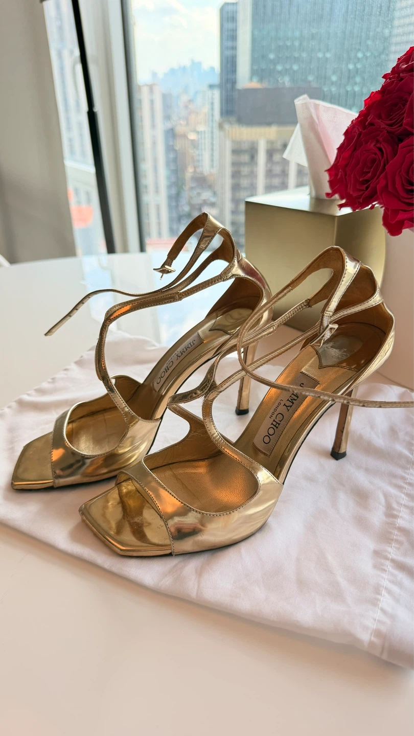 Jimmy Choo Metallic Gold Sandals 36.5 EU