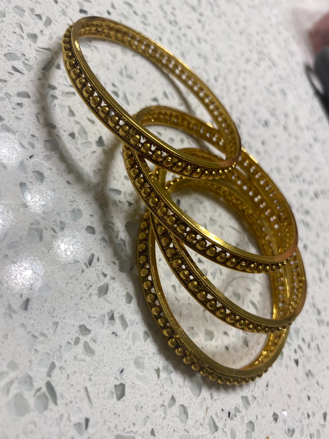 Set of 4 Gold Tone Beaded Bangles
