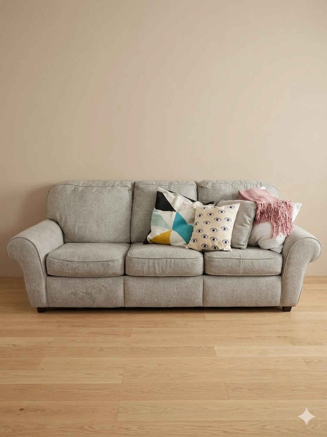 3-Seater Sofa with Recliners in Light Gray Fabric - photo 2