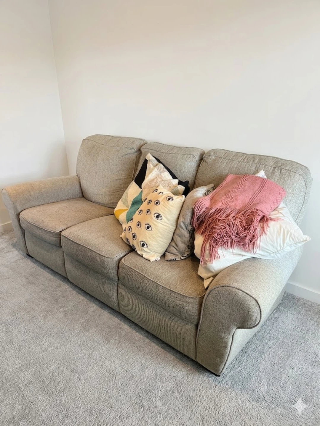 3-Seater Sofa with Recliners in Light Gray Fabric