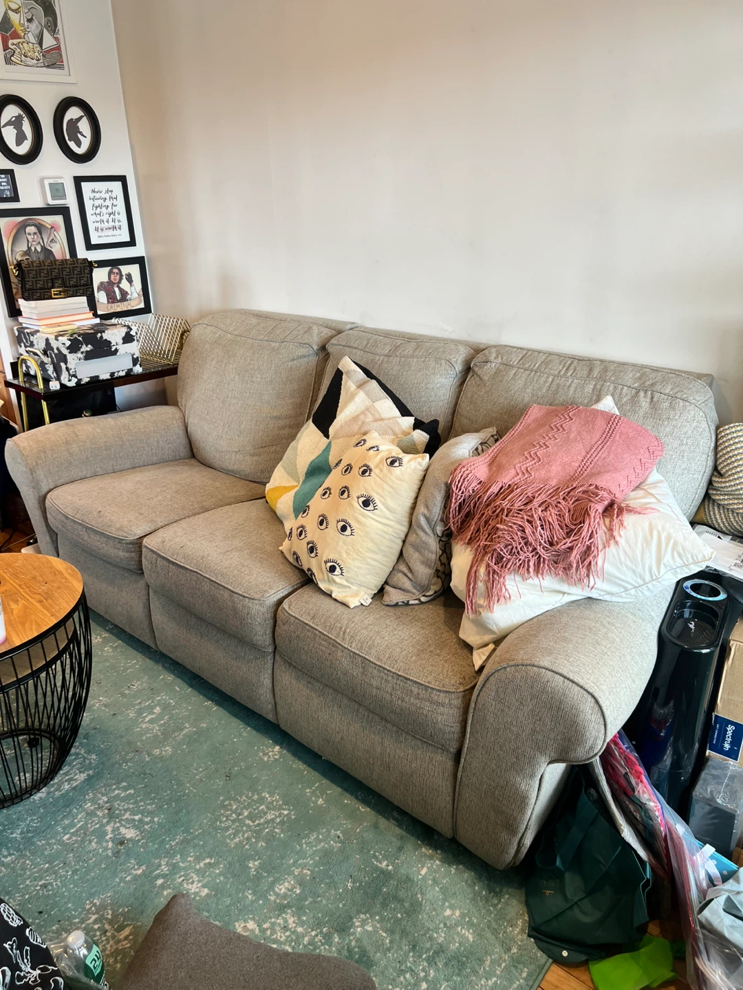 3-Seater Sofa with Recliners in Light Gray Fabric - photo 3