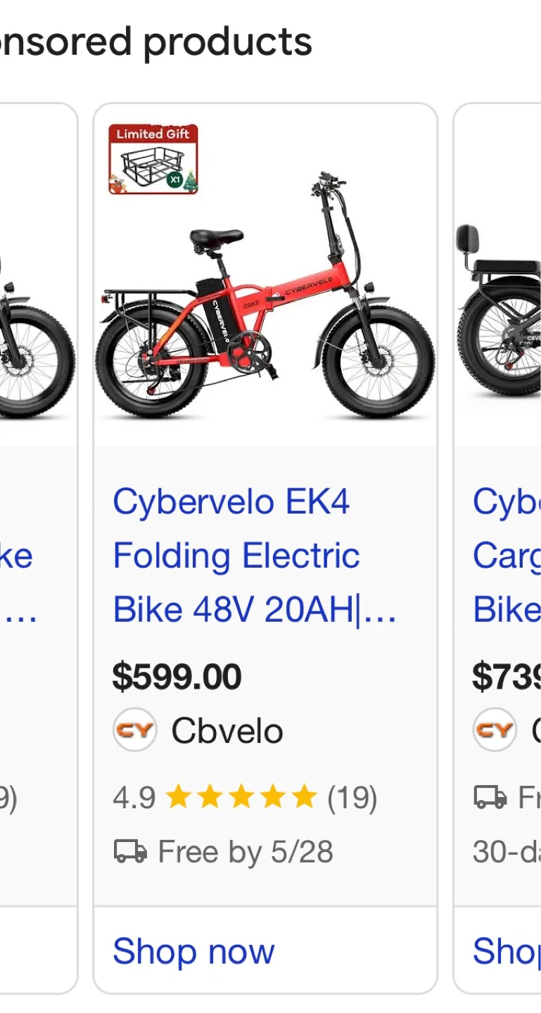 Red CyberVelo EK4 Folding Electric Bike - photo 4