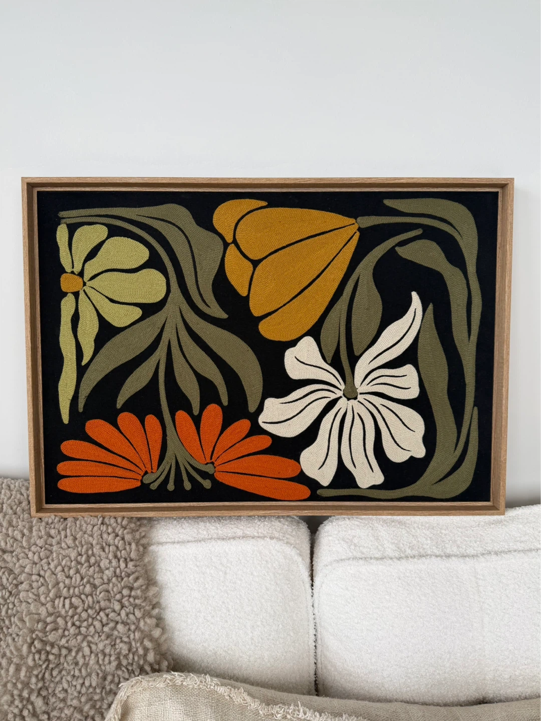 Framed Floral Embroidered Wall Art