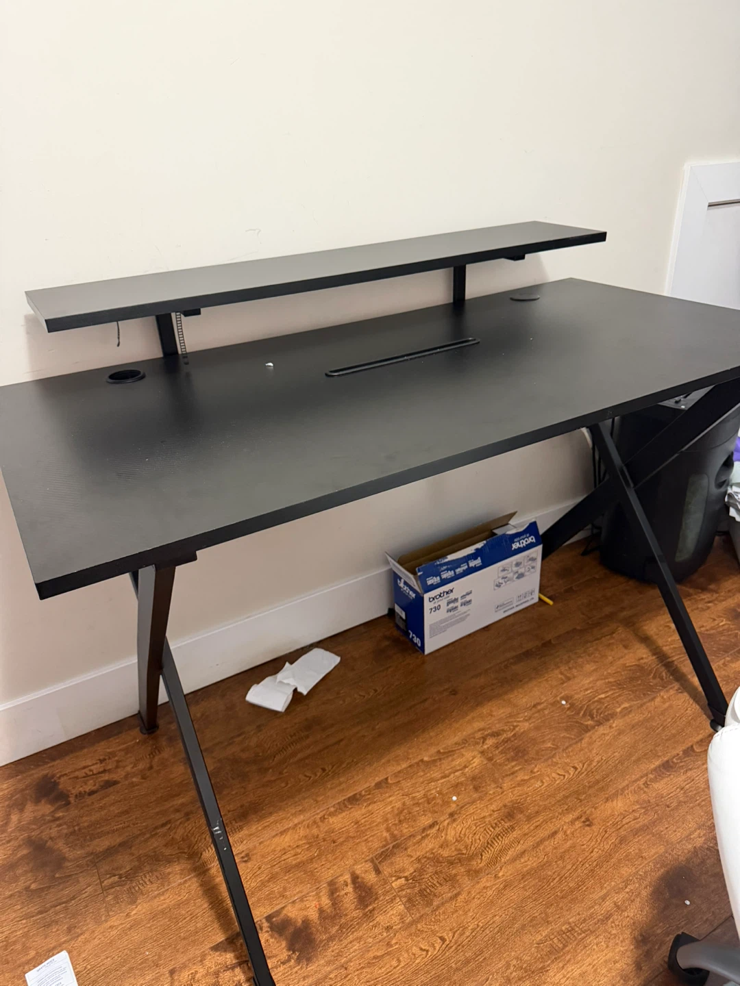 Black gaming Computer Desk with Monitor Shelf