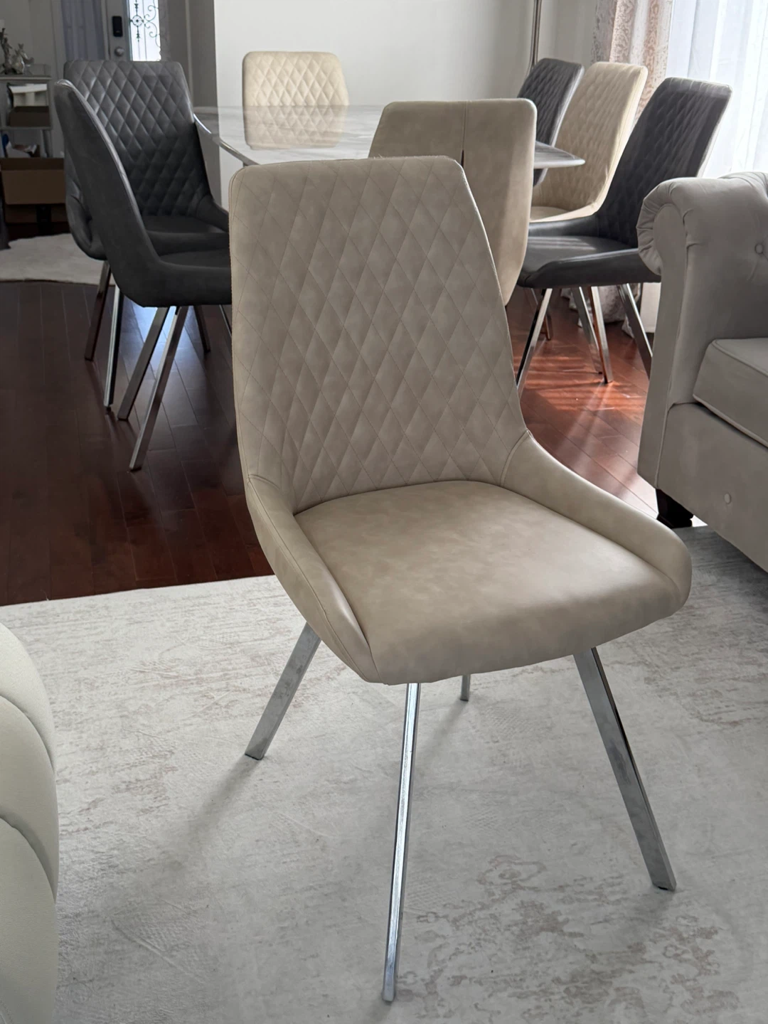 Modern 8-Person Dining Table Set – Marble Look Top with 8 Chairs - photo 2