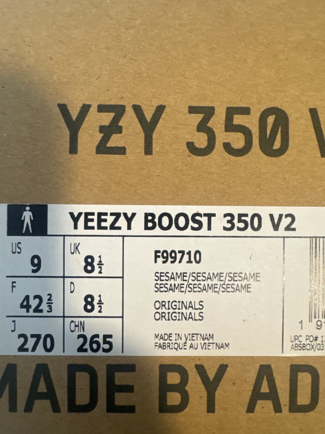 Adidas Yeezy Boost 350 V2 "Sesame" Sneakers (US Size 9) - photo 2
