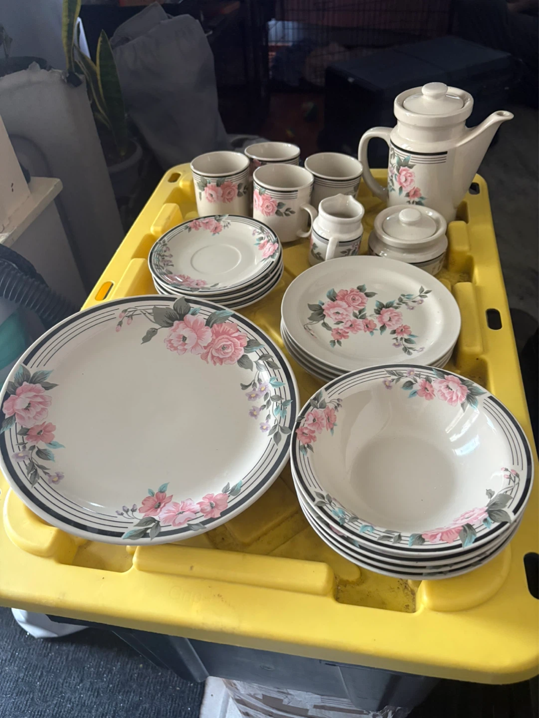 Sunflower China Tea Set with Floral Design