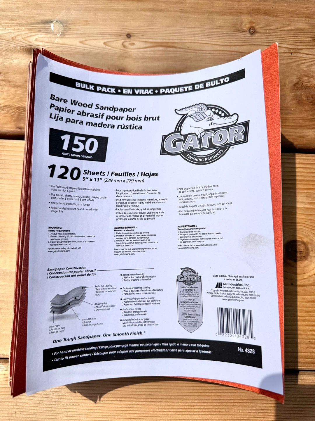 Grit 150 • Bare Wood Sandpaper • 9”x11” • $1 Each