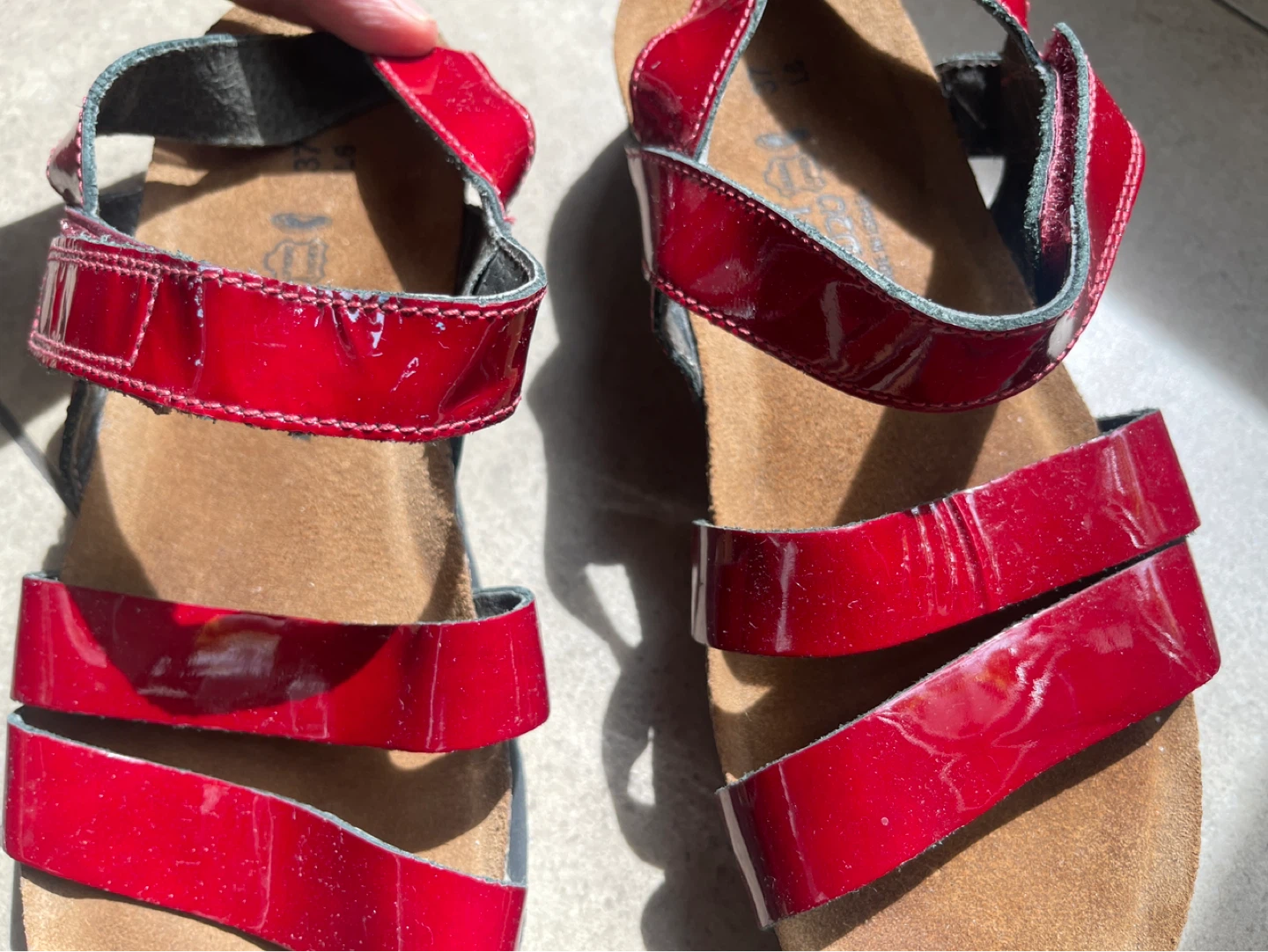 NAOT HAMAAT Red Patent Leather Strappy Sandals Size 6 - photo 4