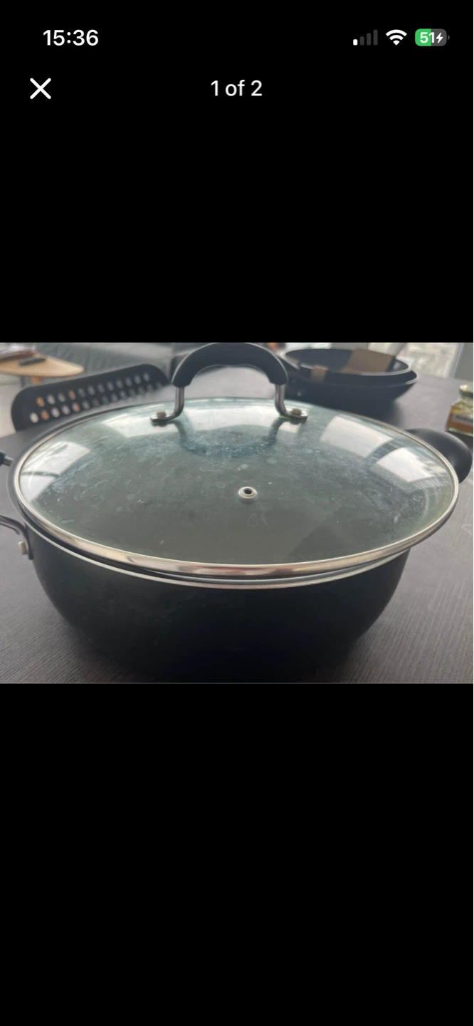32” Black Stock Pot with Glass Lid