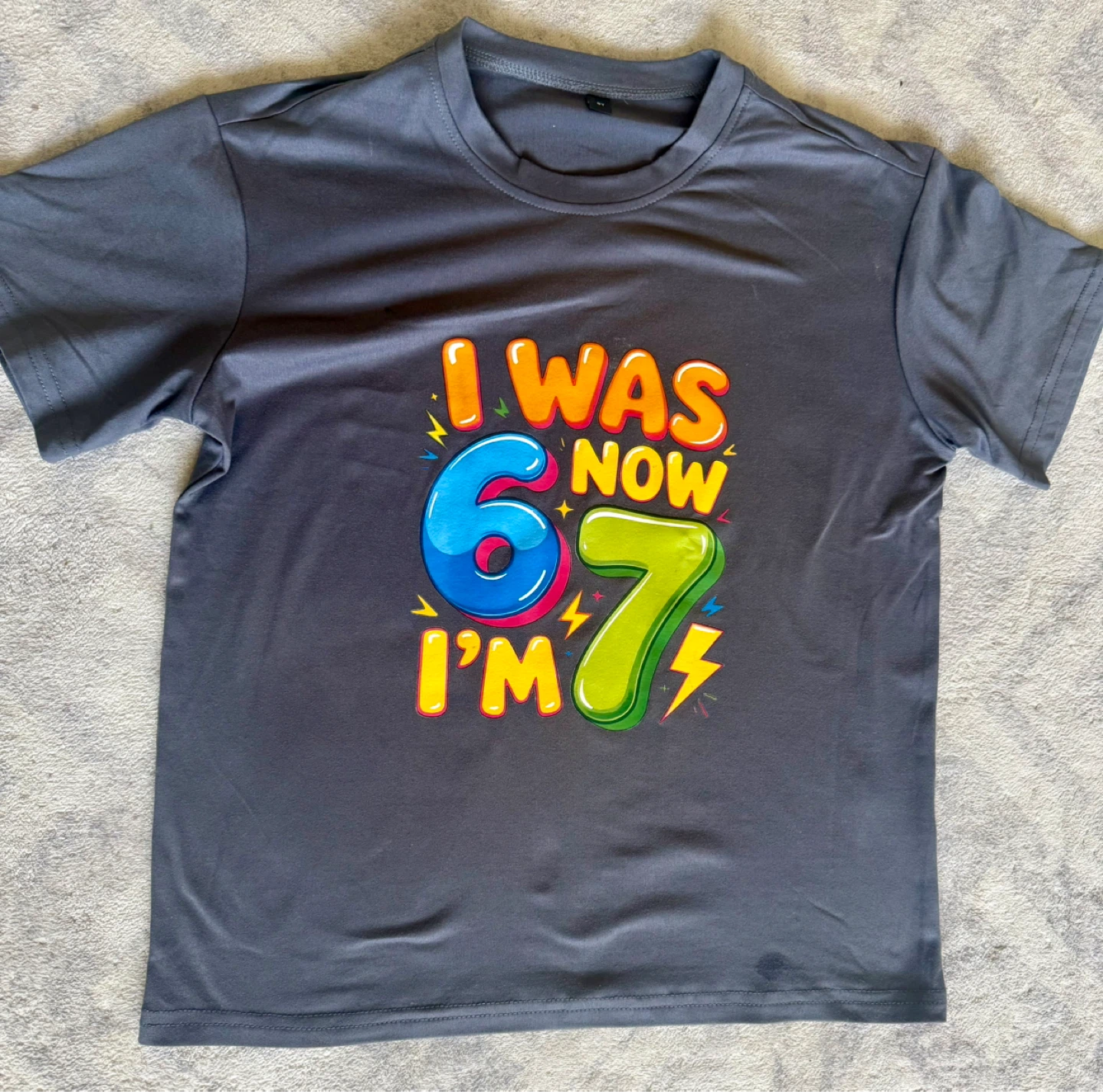 Kids "I Was Now 6, I'm 7" Graphic T-Shirt