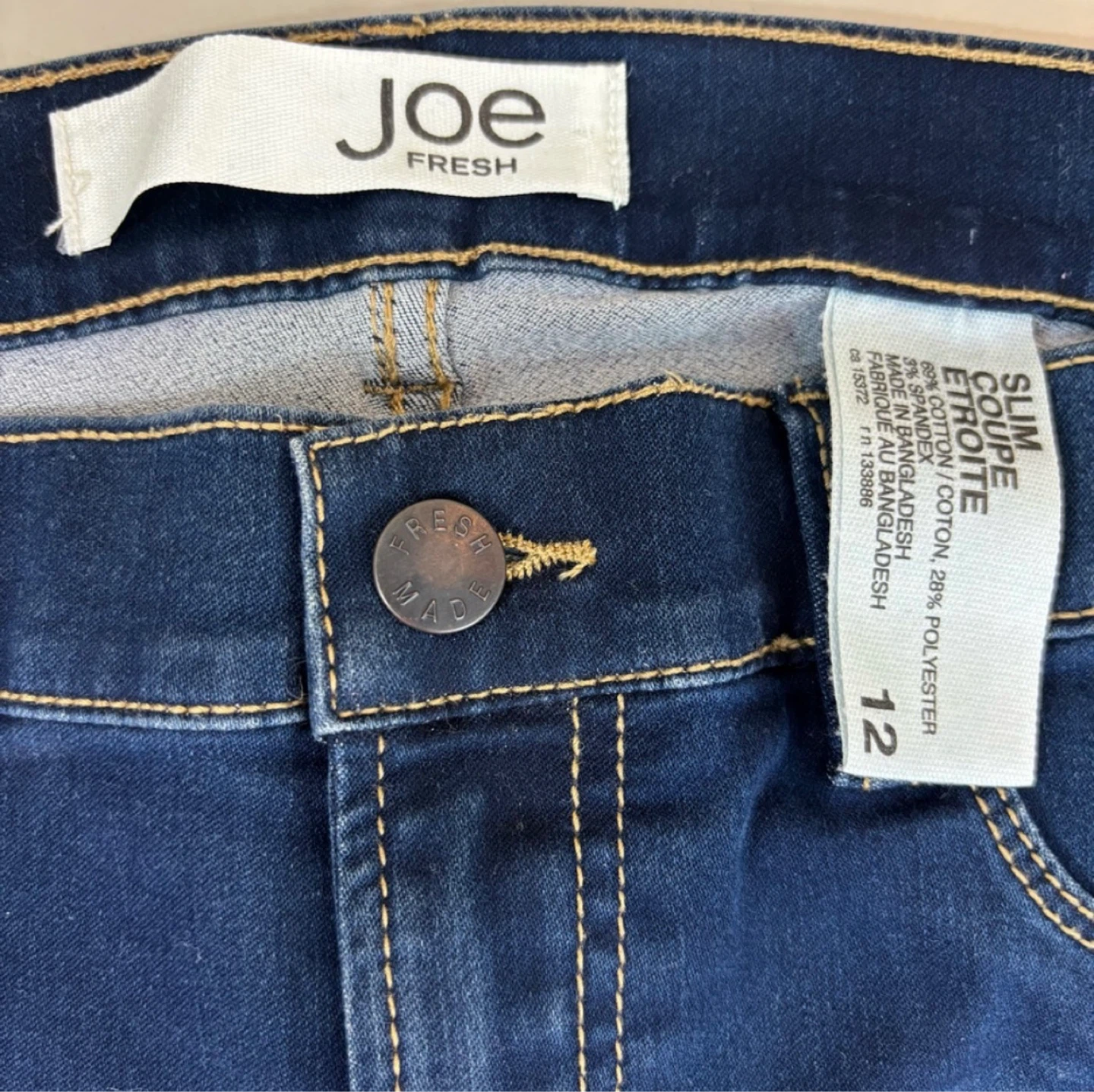 NWT Joe Fresh Women’s Dark Blue Slim Low-Waist Jeans size 12 - photo 3
