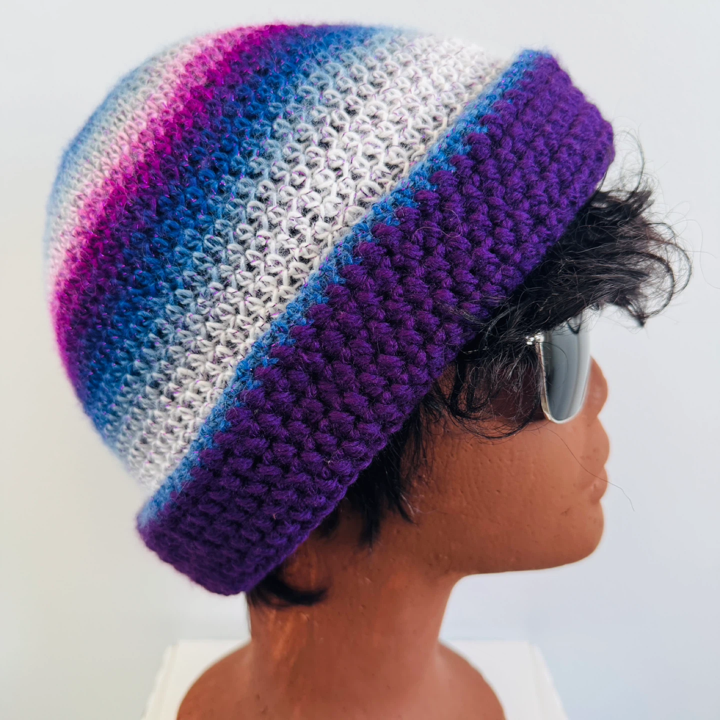 Hand Crocheted Reversible Beanie Hat