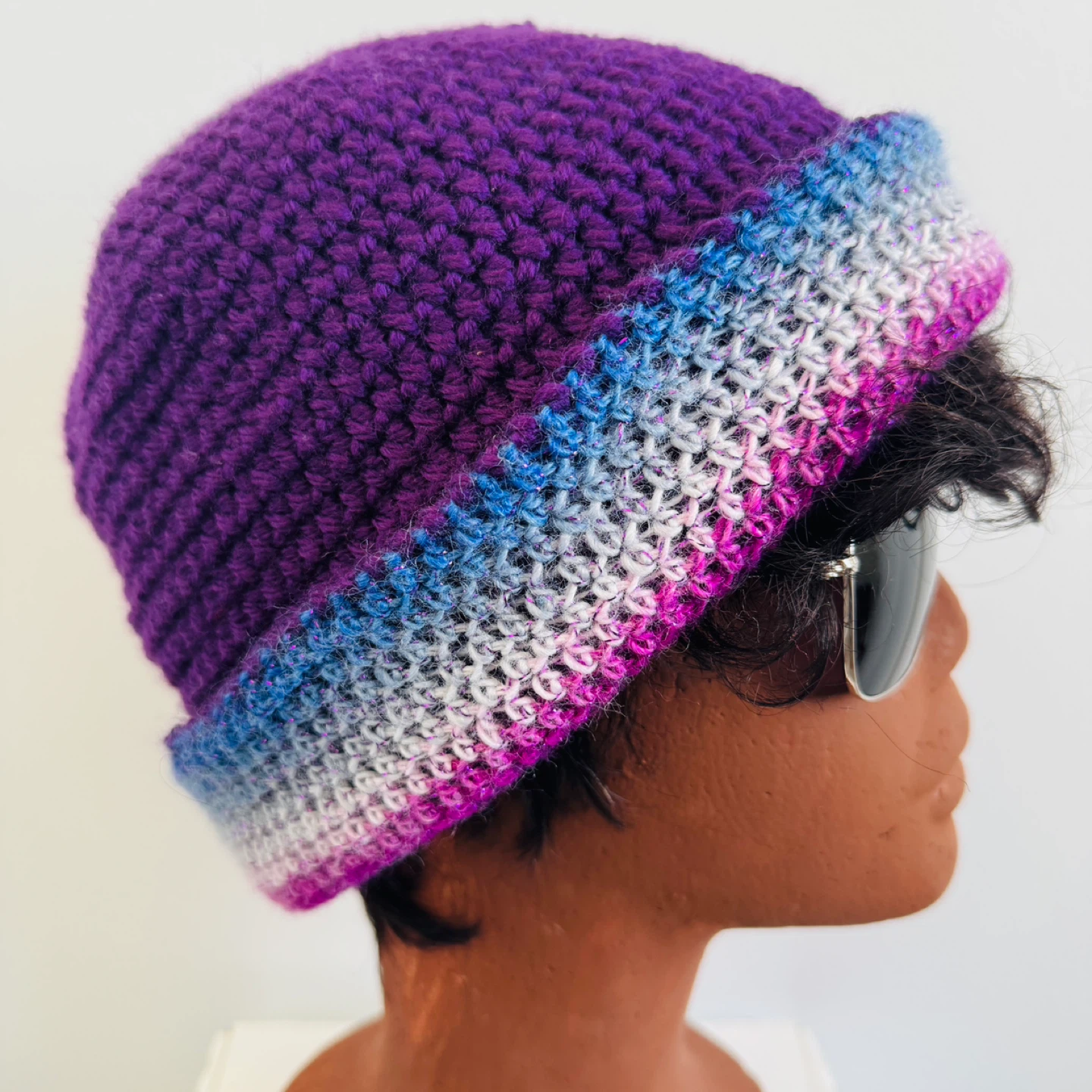 Hand Crocheted Reversible Beanie Hat - photo 2