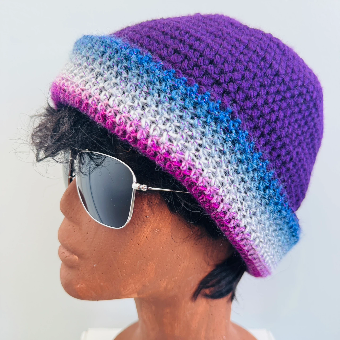 Hand Crocheted Reversible Beanie Hat - photo 4