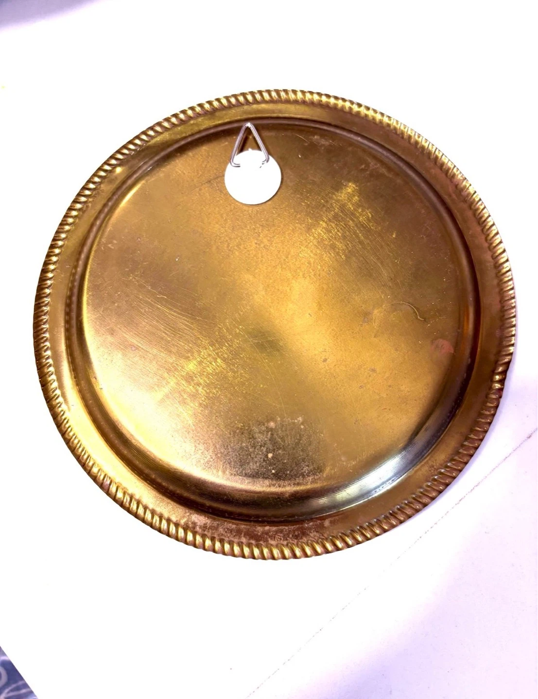 Vintage Brass wall art with Blue Flower Detail - photo 3