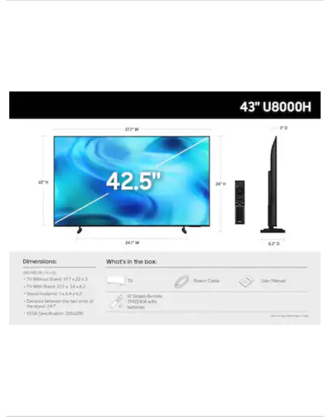 Samsung 42” Crystal UHD 4K Smart TV - photo 2
