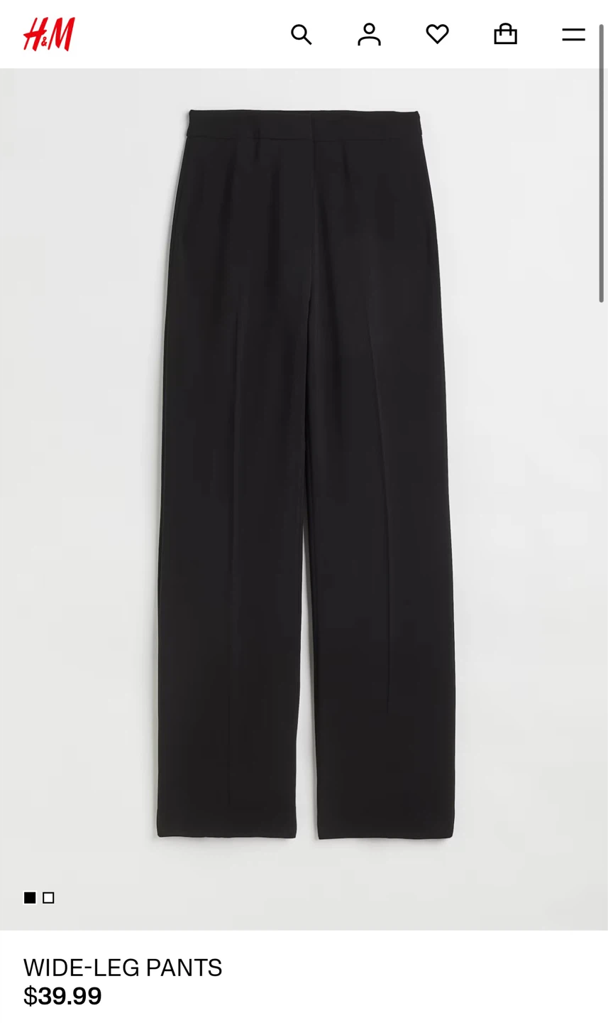H&M Wide-Leg Pants - Black - Size S