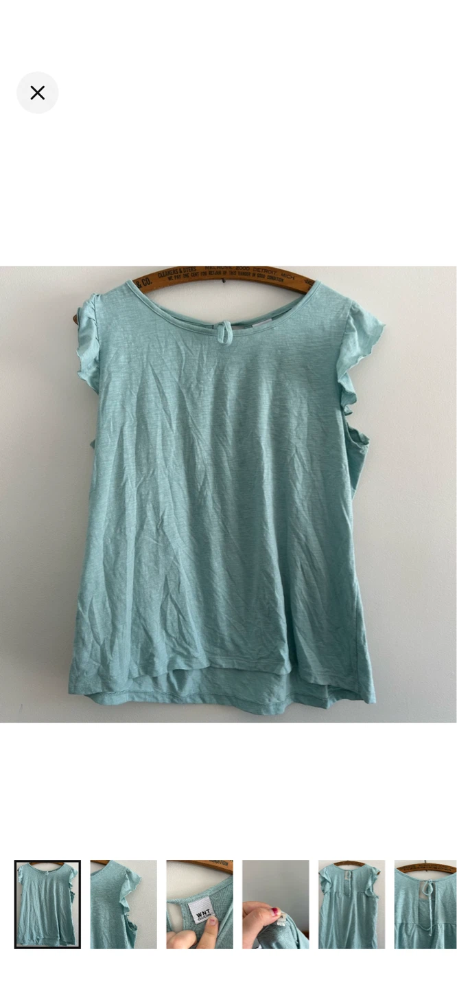 WNT Collection Teal Ruffle Sleeve Top - Size M