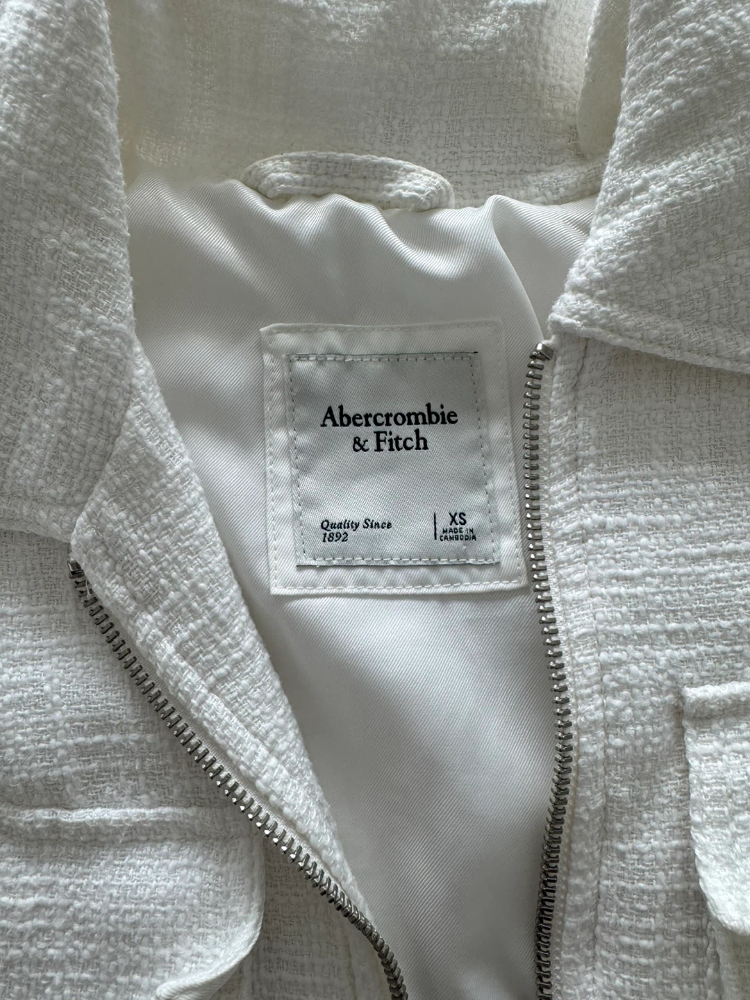 Abercrombie & Fitch White Textured Cropped Jacket - XS - photo 2