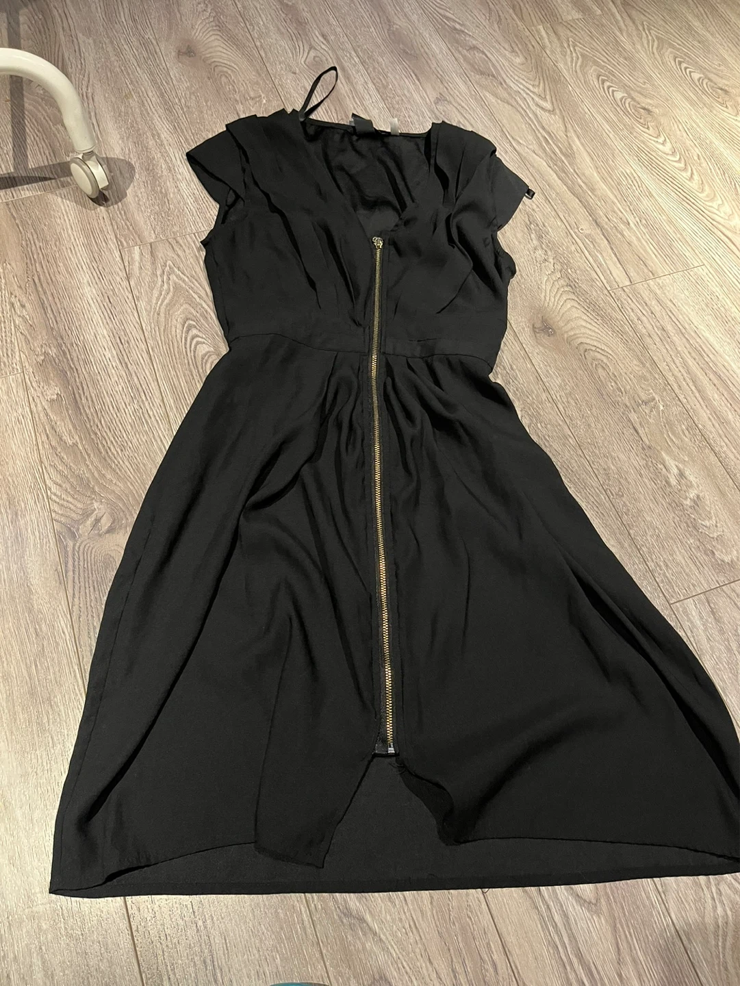 H&M Black V-Neck Midi Dress with Zipper