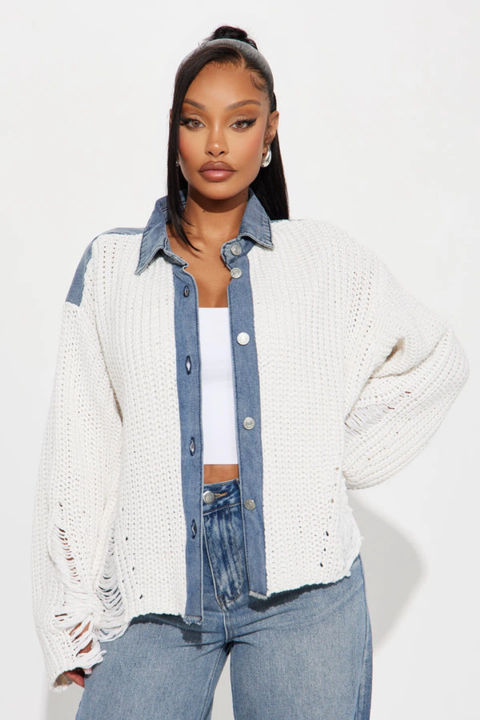 Fashion Nova Denim & Knit Jacket