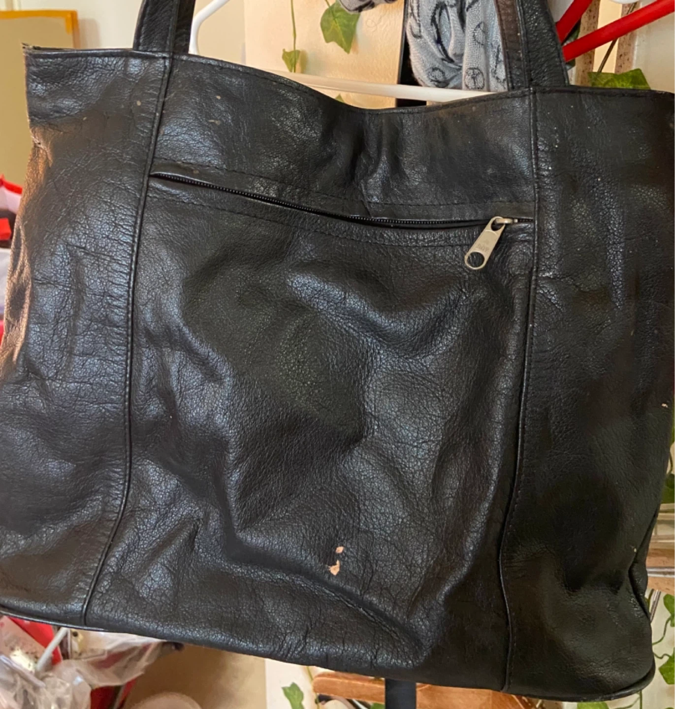 Black Faux Leather Tote Bag - photo 2